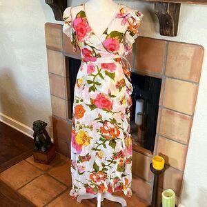 Debbie Katz South Beach floral cotton Rosa wrap dress, size M!